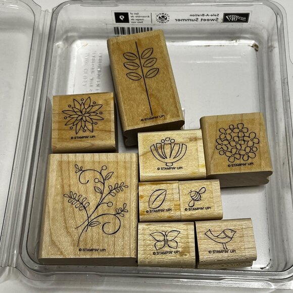Stampin' Up! SWEET SUMMER Set of 9 Decorative Rubber‎ Stamps Retired - Picture 2 of 5